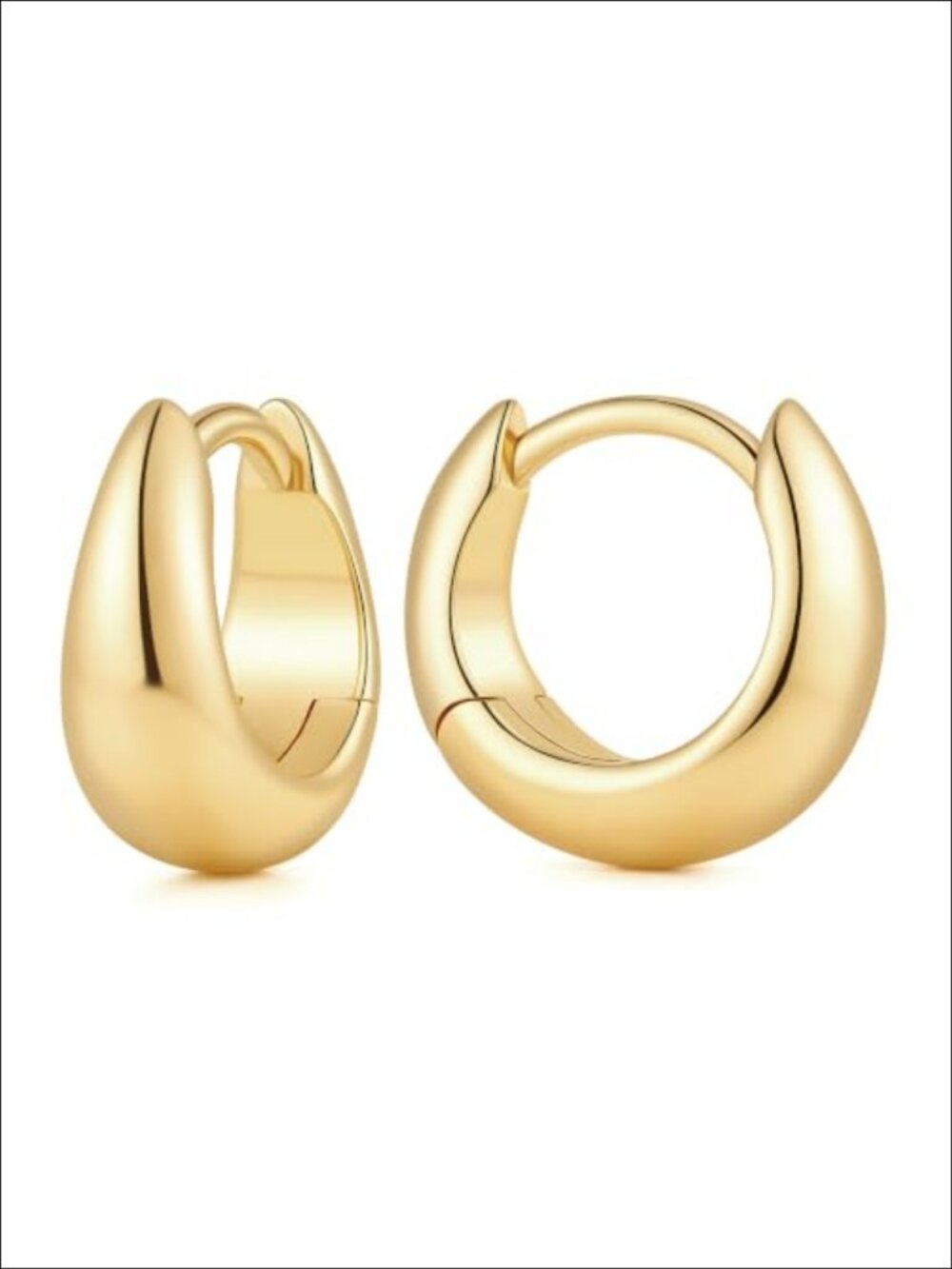 14K Gold Plated Chunky Hoop Earrings Rounded Crescent Women